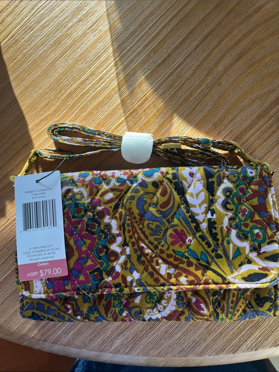 Vera Bradley Handbags - Vera Bradley Yellow Multicolor Quilted Crossbody Wallet. Value $79